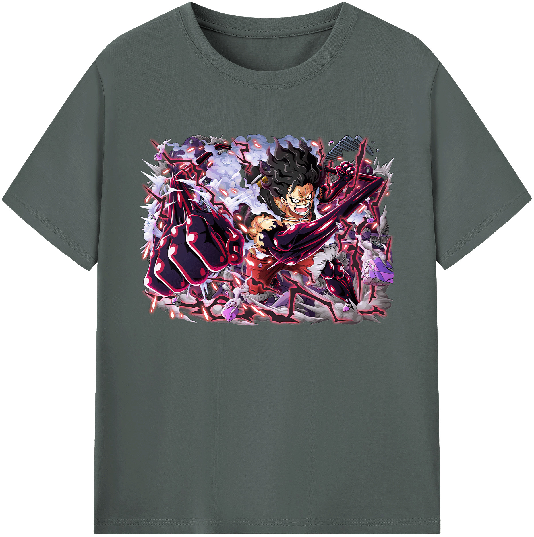 ワンピース モンキー・D・ルフィ ONE PIECE Monkey D. Luffy 綿100％ メンズ半袖Tシャツ｜肌触りやわらか＆通気性